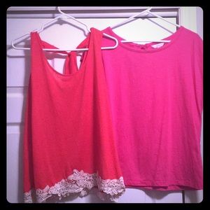 2 Tops w Beautiful Tie Back Detail